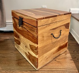 Wood Storage Chest Or Trunk With Wrought Iron Hardware