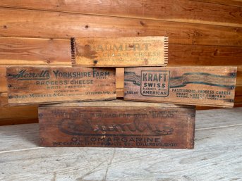 Antique Or Old Vintage Wooden Cheese Boxes - Great Utensil Holders Or Organizers