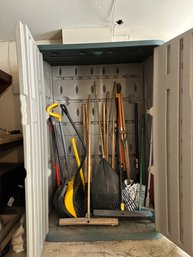 Lot Of Garden And Home Tools And Rubbermaid Tuff Shed Storage