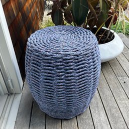 Tidelli Side Table Ottoman In Woven Blue Nautical Rope