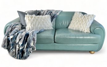 Multi Colored Faux Fur Throw Blanket And Three Throw Pillows