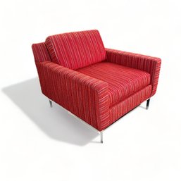 W & J Sloane Lounge Chair In Red Boucle Upholstery
