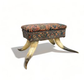 Horn Leg Foot Stool With Turkish Kilim Covering