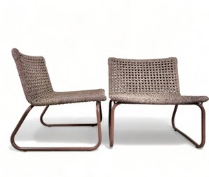 Tidelli, Aluminum And Woven Marine Rope Pair Of Outdoor Lounge Chairs