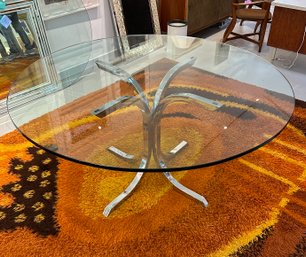 Vintage Chrome Dining Table In The Style Of Alessandro Albrizzi And Giotto Stoppino