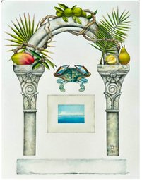 Large, Watercolor Painting On Watercolor Paper, Mediterranean Theme