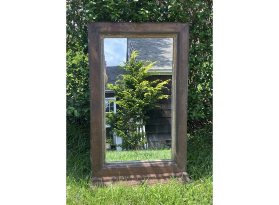 Long Colonial And Rustic Style Vintage Wall Mirror With Moulding Detail On Bottom