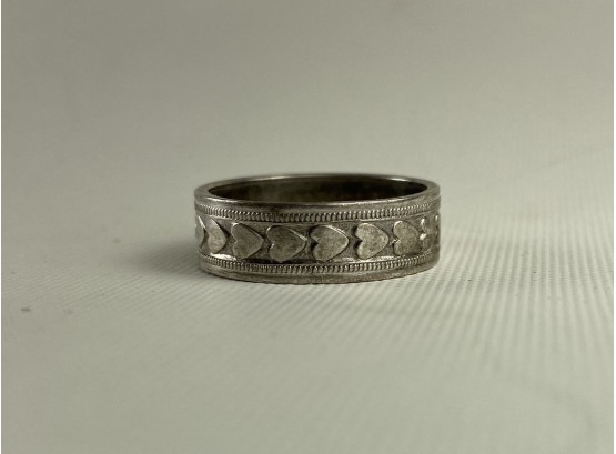 Antique Sterling Chain Of Hearts Band, Ring