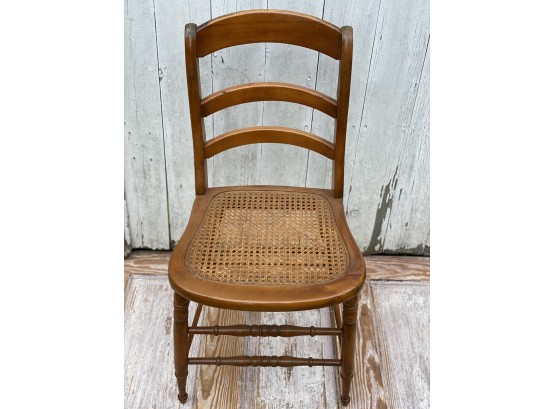 Old Ladder Back Cane Seat Wooden Chair
