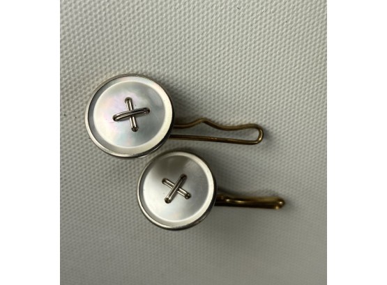 Antique 14K Gold And Mother Of Pearl Button Form Cufflinks