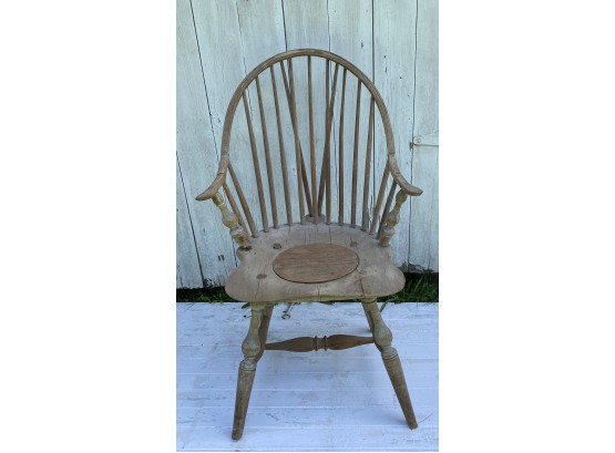 Rustic Primitve Winsdor Commode Arm Chair With Tail Supports
