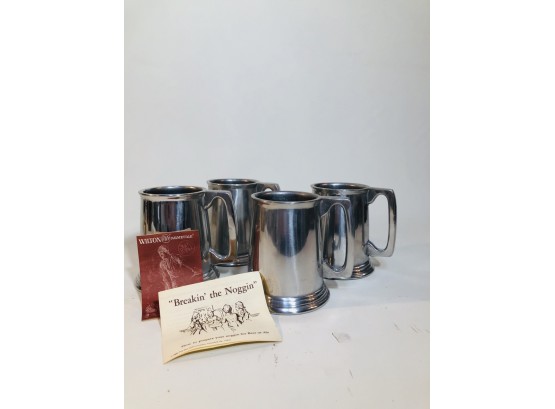 Vintage - Never Used Set Of 4 Wilton Armetale Ale Mugs / Steins