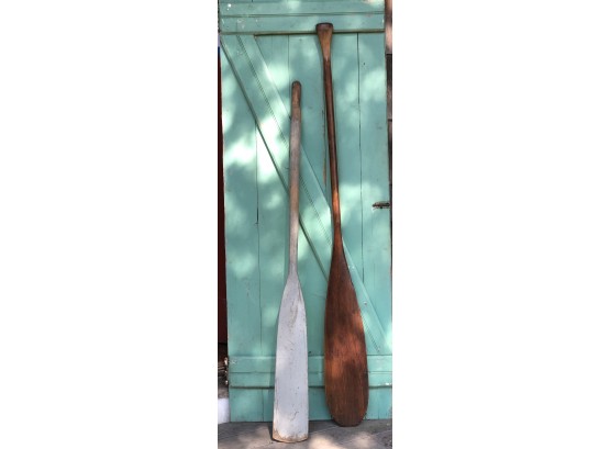 Two Vintage Wooden Paddles Or Oars