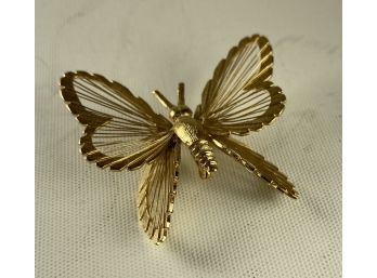 1 Of 2 - 1' Gold Tone Monet Butterfly Pins Brooch