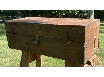 Antique Tool Box With Drill And Drill Bits, Scissors