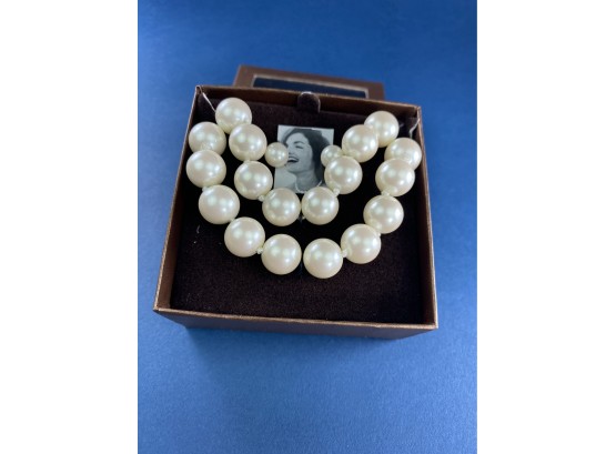 New, In Box, Jackie Kennedy By Carolee Double Strand Large Pearl Necklace And Matching Earrings
