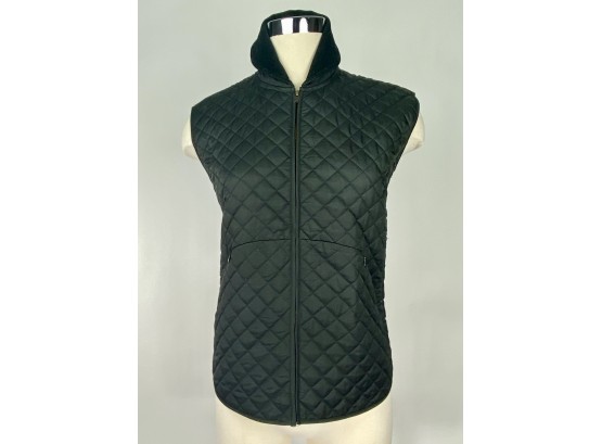 J. McLaughlin Black Quilted Field  Vest, Barbour Hunting Style, Size Small