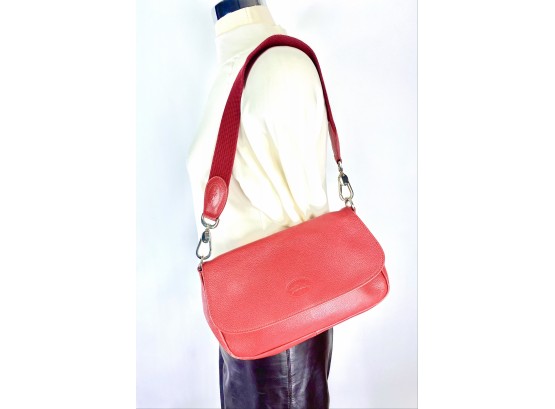 Tods Soft Pebbled Leather Fire Engine Red Shoulder Bag