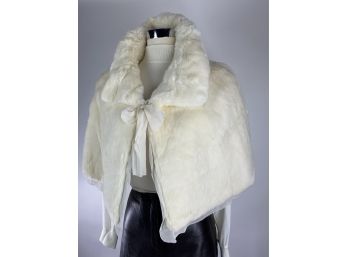 Elie Tahari Rabbit Fur And Silk Trim Cape Stoll In White Size Medium