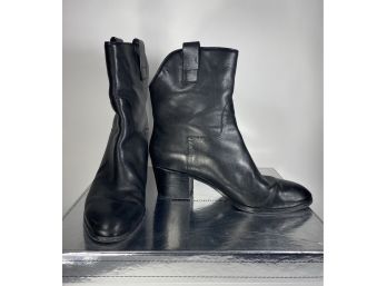 Sigerson Morrison, Black Leather Kimmy Boot - Low Roper Style Boot With Block Heel, In Original Size 38