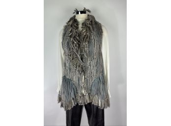 Unlabeled Fur And Leather Woven Vest, One Size