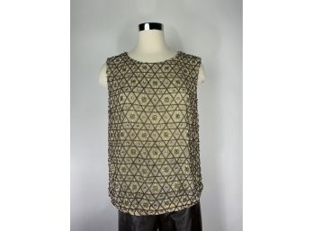 Vince - Brand New With Tags Silk And Beads Shift Top In Ta, Size L - Tres Chic!