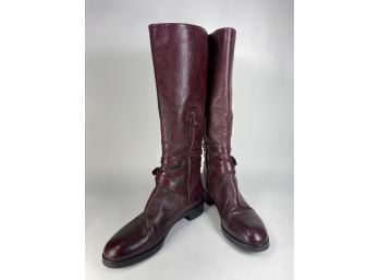 Pair Of Via Spiga Cordovan, Maroon Knee High Equestrian Style Boots Size 8