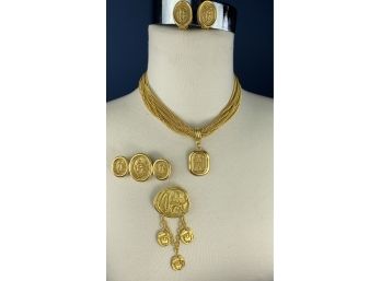 Norma Jean & Carolee Brushed Gold Roman Style Jewelry Lot