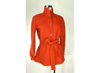 Red Anne Klein Cashmere Wool Button Down Jacket