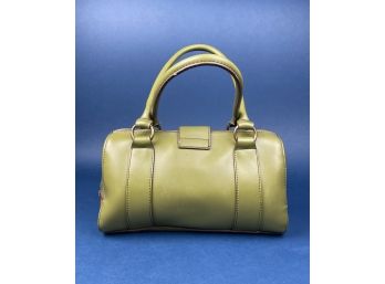 Olive Green Gucci Style Leather Handbag With Brass Hardware Accent