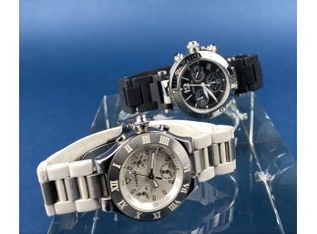 Two Cartier, Black & White - Pasha And Chronograph - Women's Replica Time Pieces