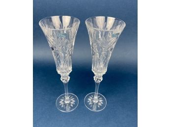 J.G. Durand Lead Crystal Champagne Flutes, New In Box