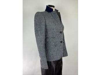 J. Crew Herring Bone And Hounds Tooth Navy Blue And Grey Blazer, Size 4