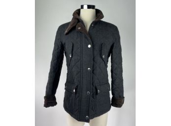 Lauren Ralph Lauren, Spring, Fall, Winter - Quilted Field Jacket In Charcoal Grey, Size Small