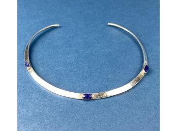 Sterling Silver, Mexico 925 And Lapis Lazuli Collar Necklace