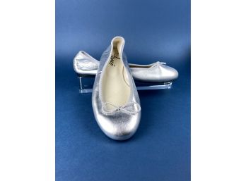 Silver Leather Fume Ballerina Flats Size 39