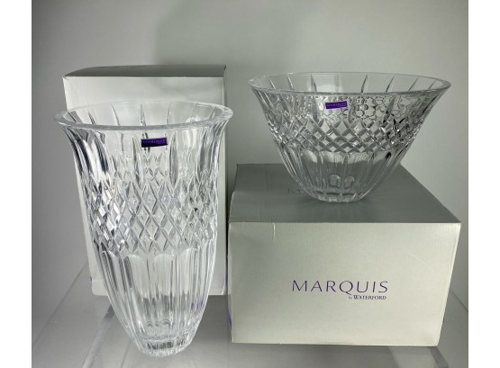 Two Pieces  Waterford Cut Crystal, Bowl And Vase New In Boxes