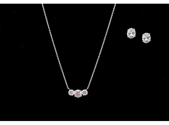 Sterling Silver And CZ/moisanite Necklace And Earring
