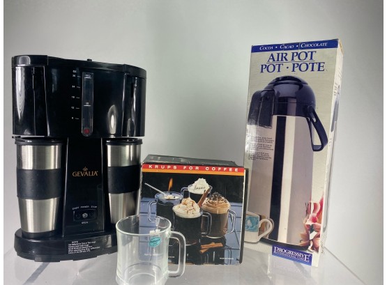 Gevalia, Duralex And Air Pot - Coffee Making And Serving
