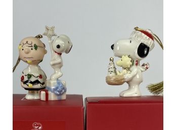 Lenox Peanuts Ornaments - Charlie Brown And Snoopy - New In Box
