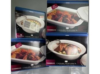 Four Corning Cookware Casseroles With Lids - New In Boxes