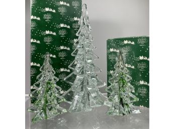 Three Enesco Glass Christmas Trees -