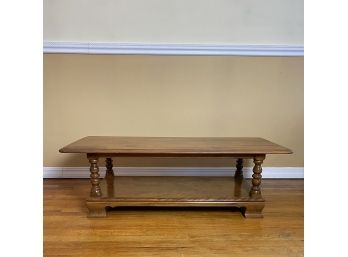 Vintage Ethan Allen Wooden And Turned Leg Rectangular Coffee Table With