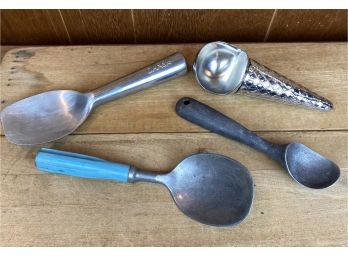 Four Vintage Ice Cream Scoopers - One Made In Japan, One Dansk