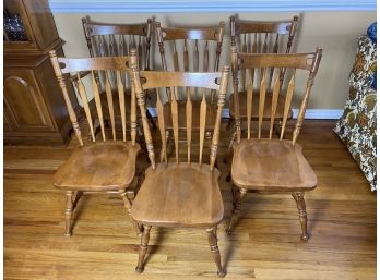 Ethan Allen Walnut Dining Chairs Nutmeg Finish - 5 Side, One Arm Chair