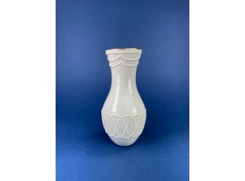 Lenox Porcelain 7.5' H Ivory Beaded Vase - New In Box