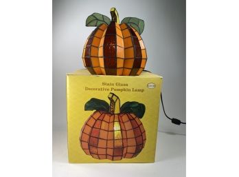 Stained Glass, Decorative Pumpkin Lamp - New, In Box