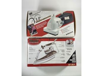 Brand New, Unused Vintage Iron And White Westinghouse Hand Held Vacuum Cleaner