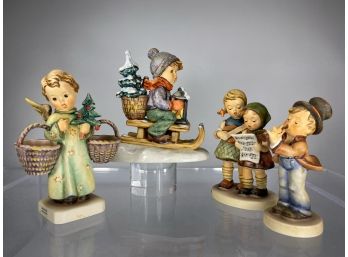 Four M.J. Hummel Figures - Two Christmas With Trees, Two Of Music Performers
