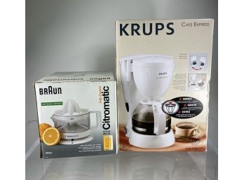 Breakfast - New In Box Krups Coffee Maker And Braun Electric Citrus Juicer